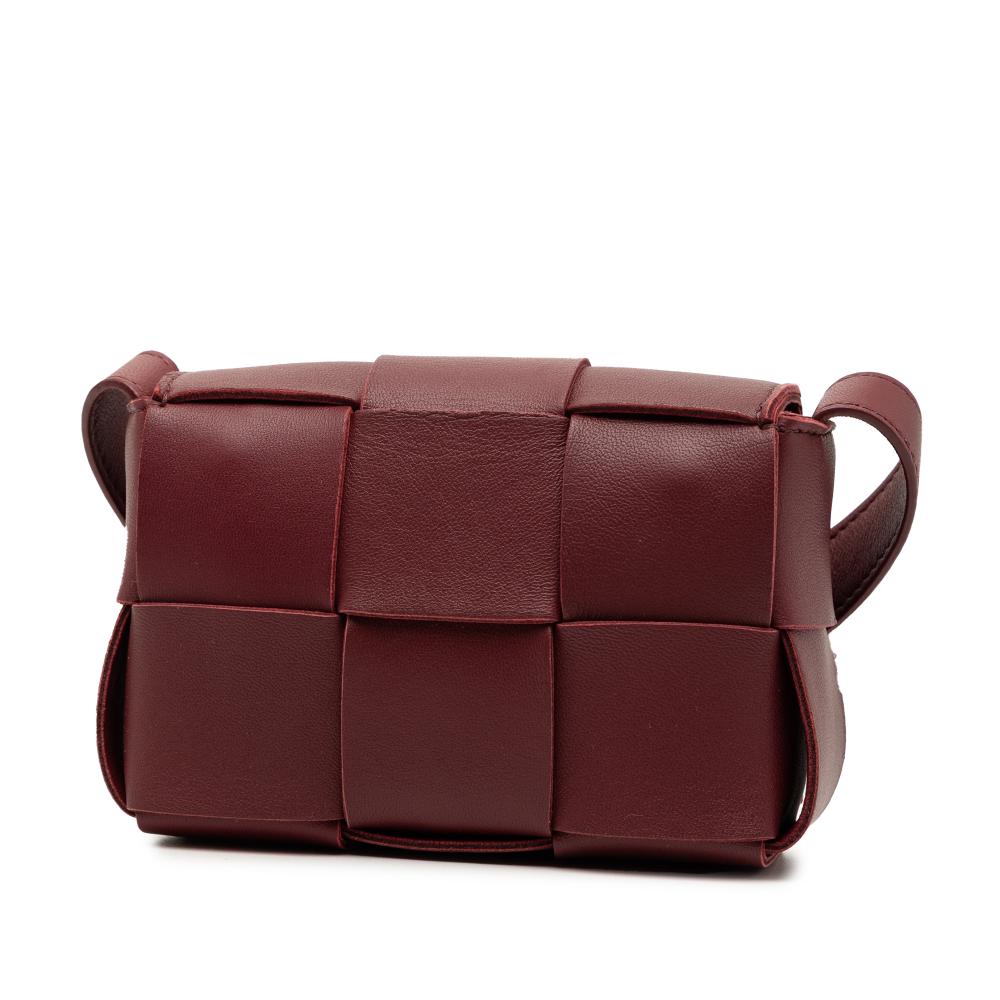 Bottega Veneta Red Bordeaux Nappa Leather Leather Candy Nappa Intrecciato Cassette Crossbody Italy