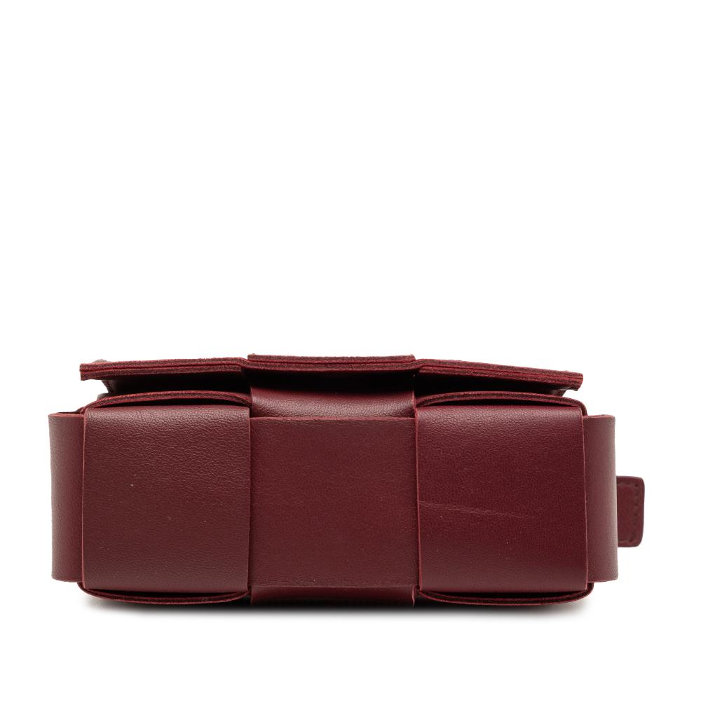 Bottega Veneta Red Bordeaux Nappa Leather Leather Candy Nappa Intrecciato Cassette Crossbody Italy