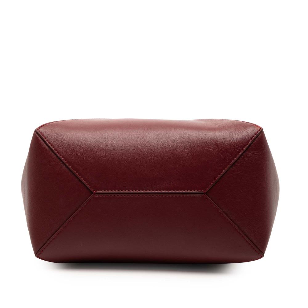 Loewe B LOEWE Red Burgundy with Black Calf Leather Medium Bicolor Shiny skin Puzzle Fold Tote Spain