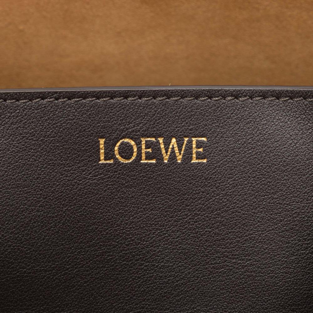 Loewe B LOEWE Red Burgundy with Black Calf Leather Medium Bicolor Shiny skin Puzzle Fold Tote Spain