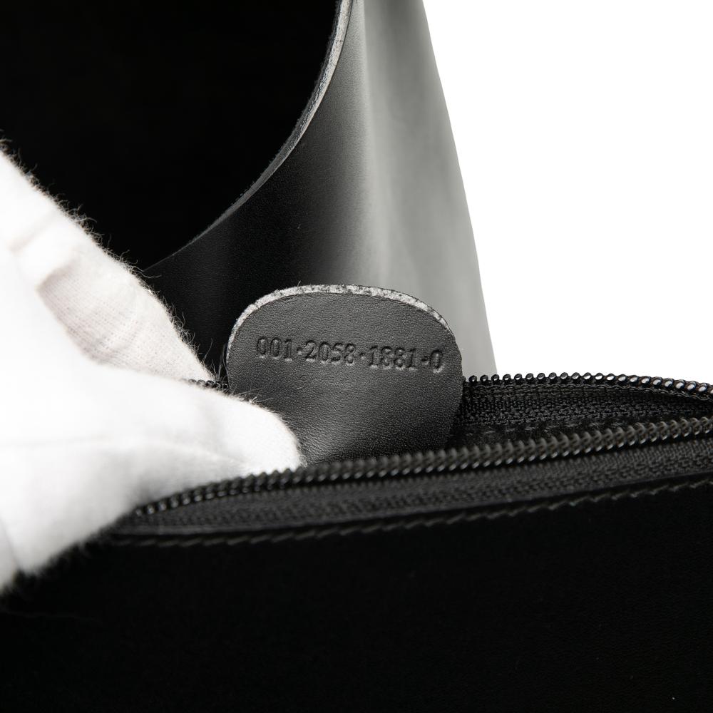 Gucci B Gucci Black Calf Leather Bamboo Shoulder Bag Italy