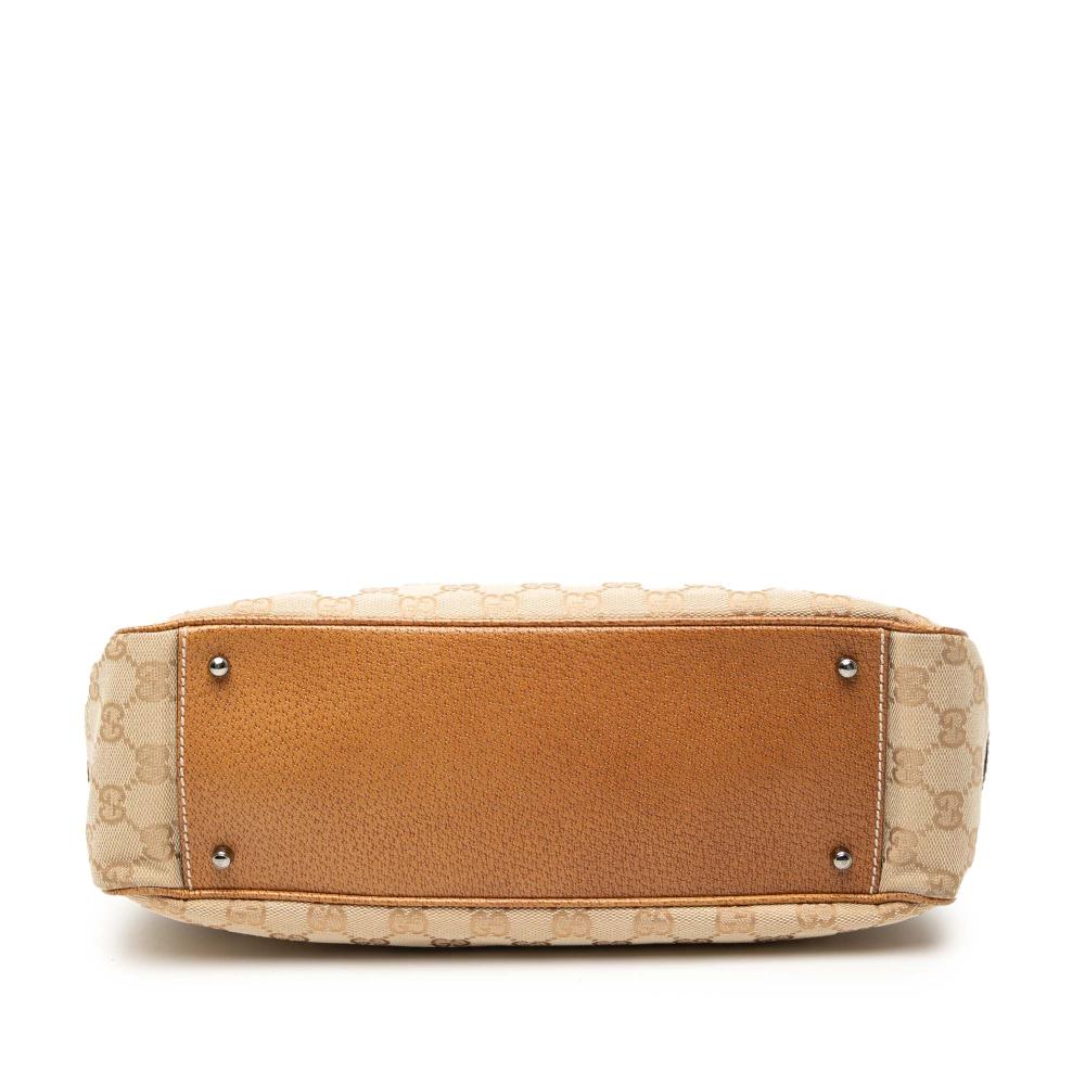 Gucci AB Gucci Brown Beige Canvas Fabric GG Tote Italy