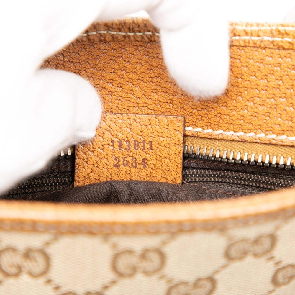 Gucci AB Gucci Brown Beige Canvas Fabric GG Tote Italy