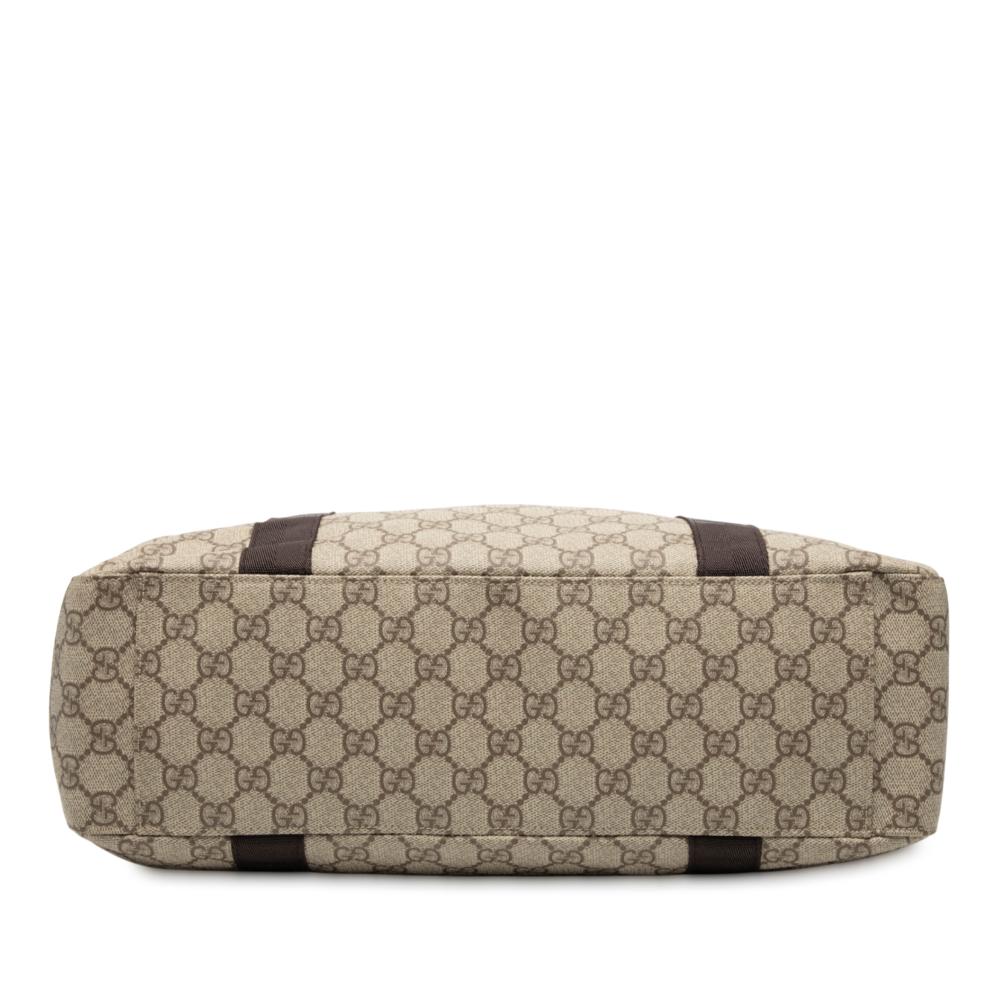 Gucci AB Gucci Brown Beige Coated Canvas Fabric GG Supreme Tote Italy