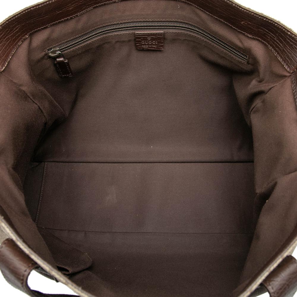 Gucci AB Gucci Brown Beige Coated Canvas Fabric GG Supreme Tote Italy
