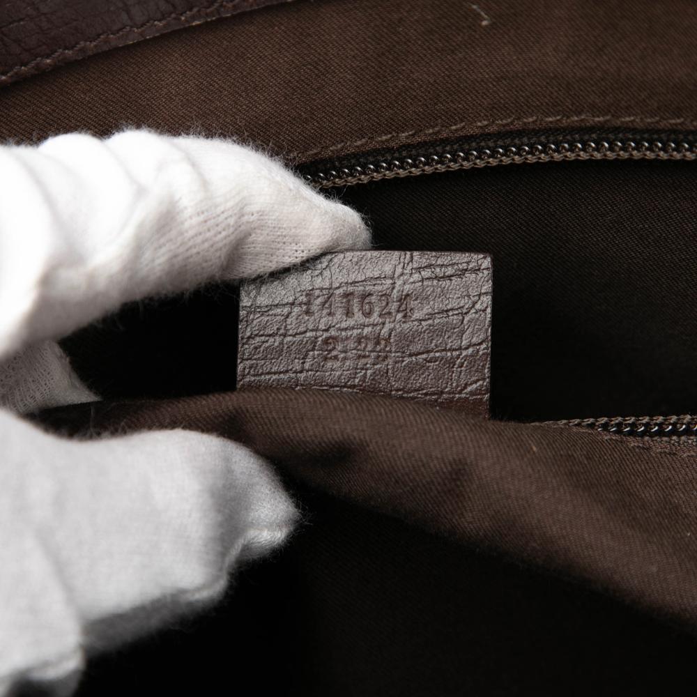 Gucci AB Gucci Brown Beige Coated Canvas Fabric GG Supreme Tote Italy