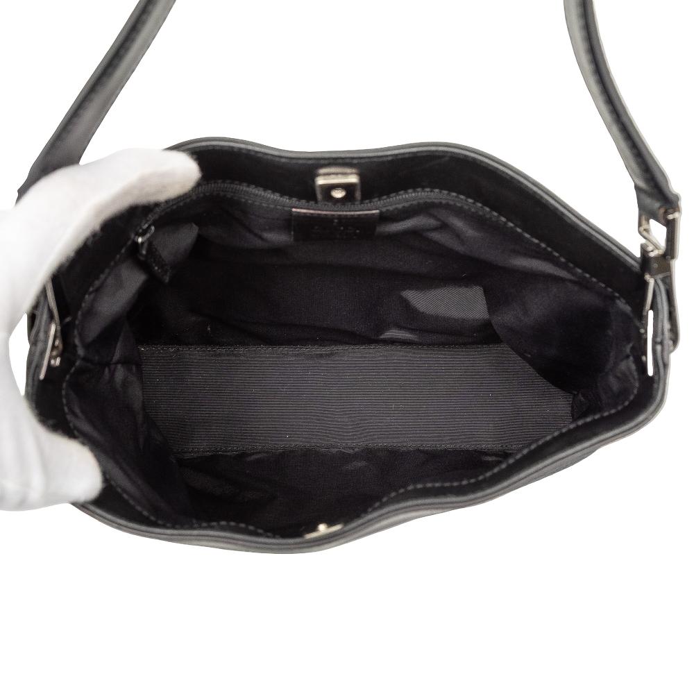 Gucci B Gucci Black Canvas Fabric GG Shoulder Bag Italy