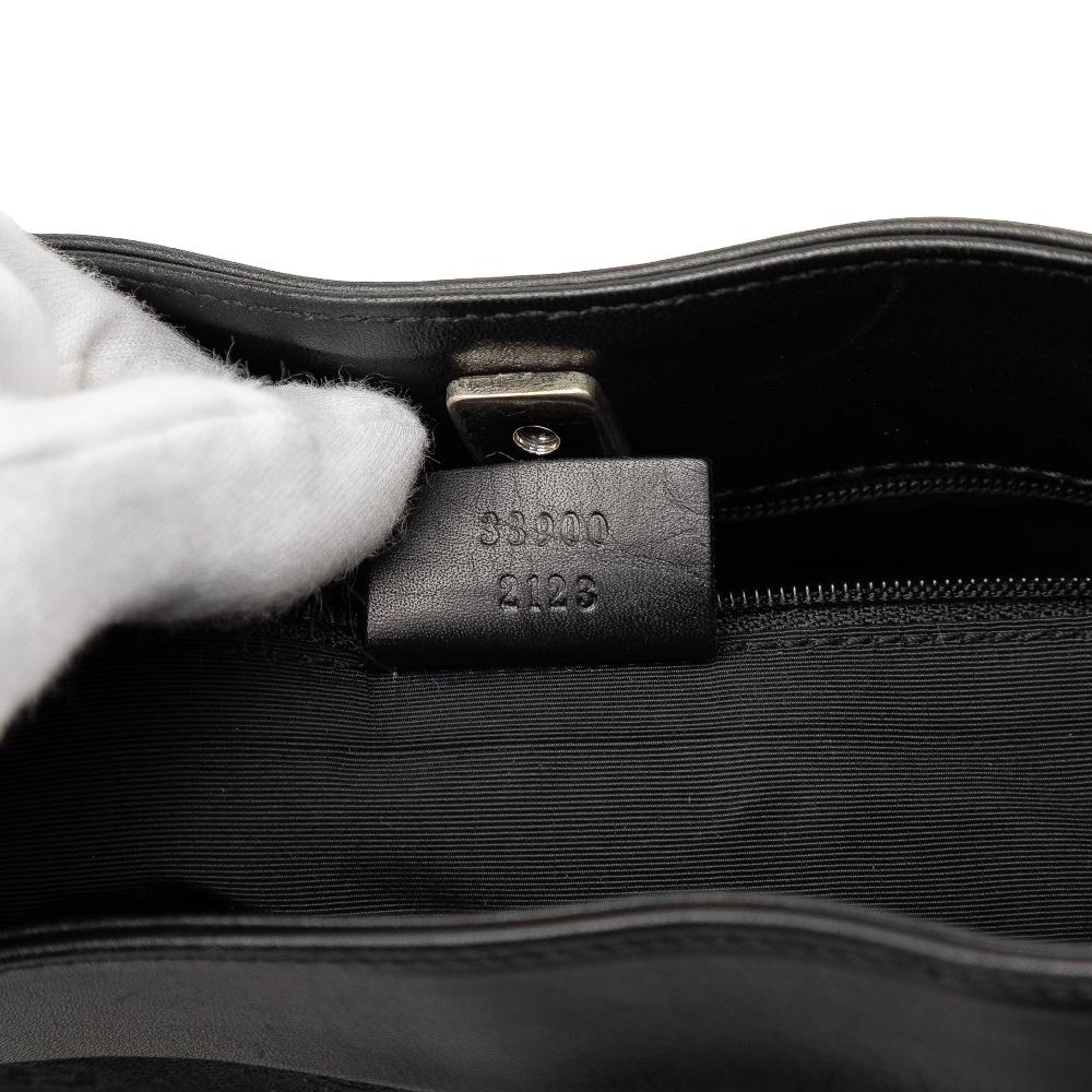 Gucci B Gucci Black Canvas Fabric GG Shoulder Bag Italy