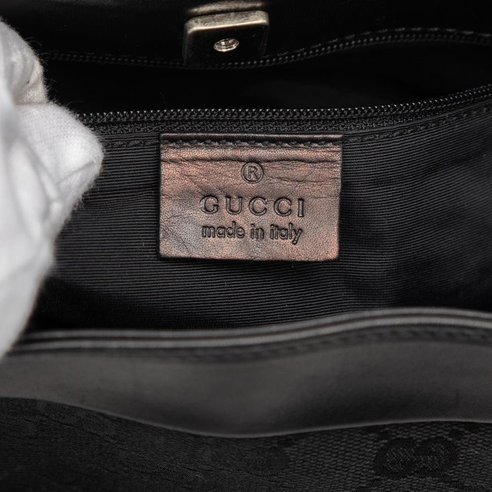 Gucci B Gucci Black Canvas Fabric GG Shoulder Bag Italy