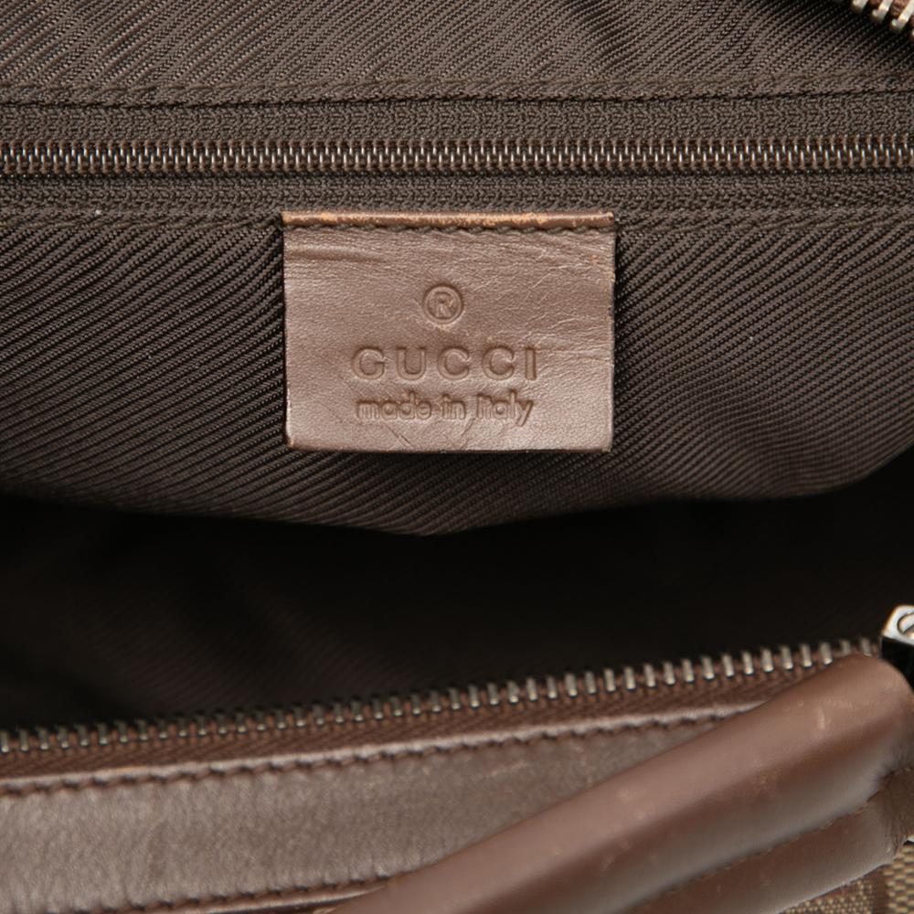 Gucci B Gucci Brown Beige Canvas Fabric GG Shoulder Bag Italy