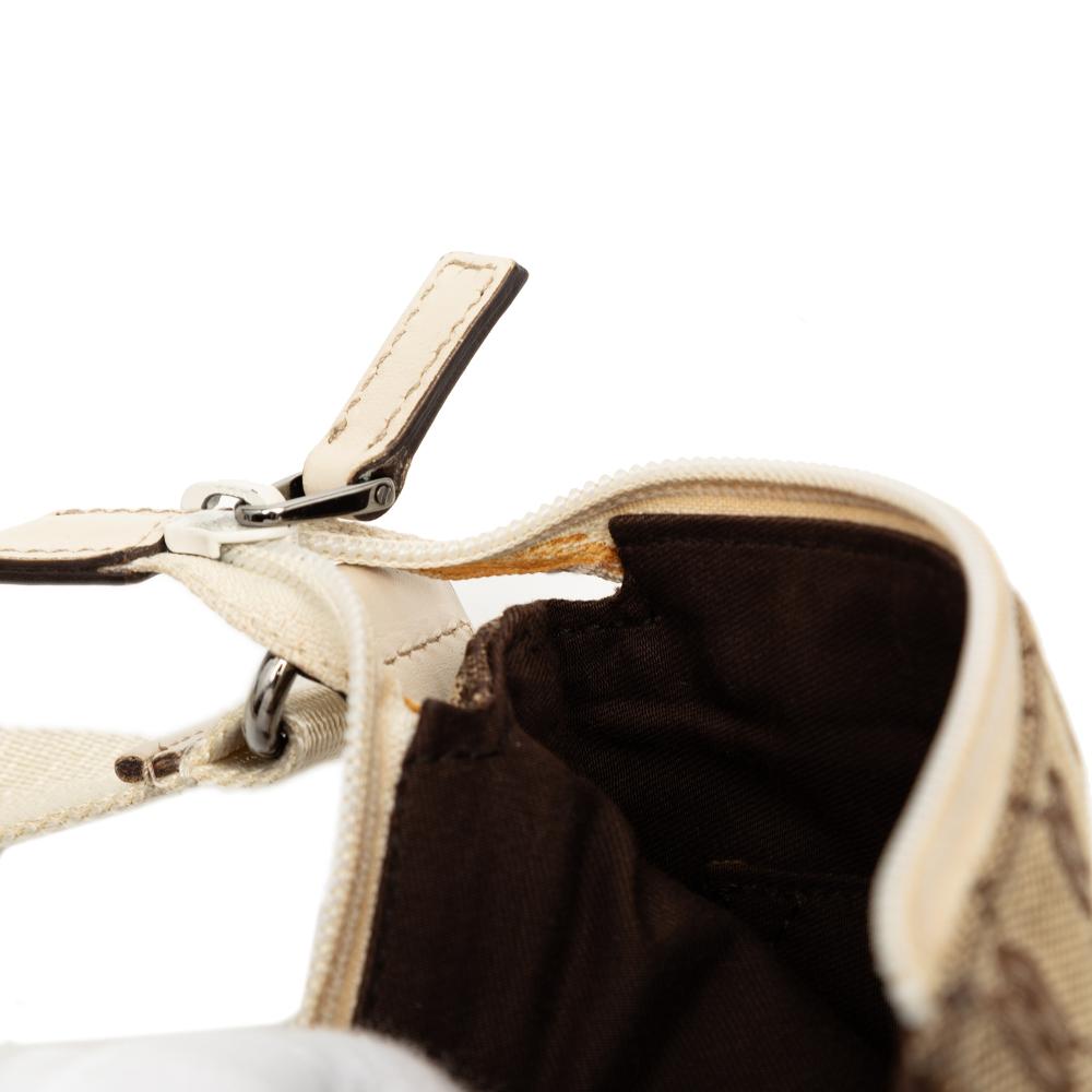 Gucci B Gucci Brown Beige Canvas Fabric GG Perforated Crossbody Italy