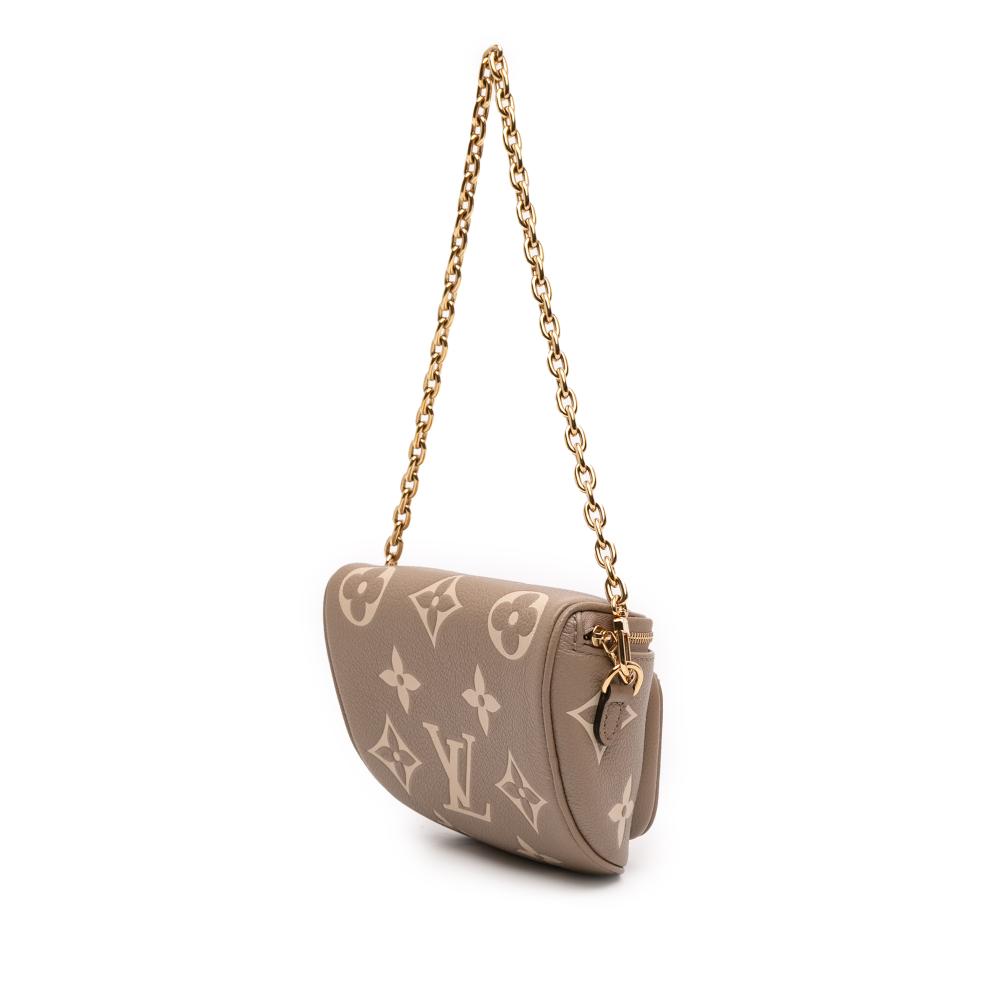 Louis Vuitton AB Louis Vuitton Brown Beige Monogram Empreinte Leather Bicolor Giant Mini Bumbag Italy
