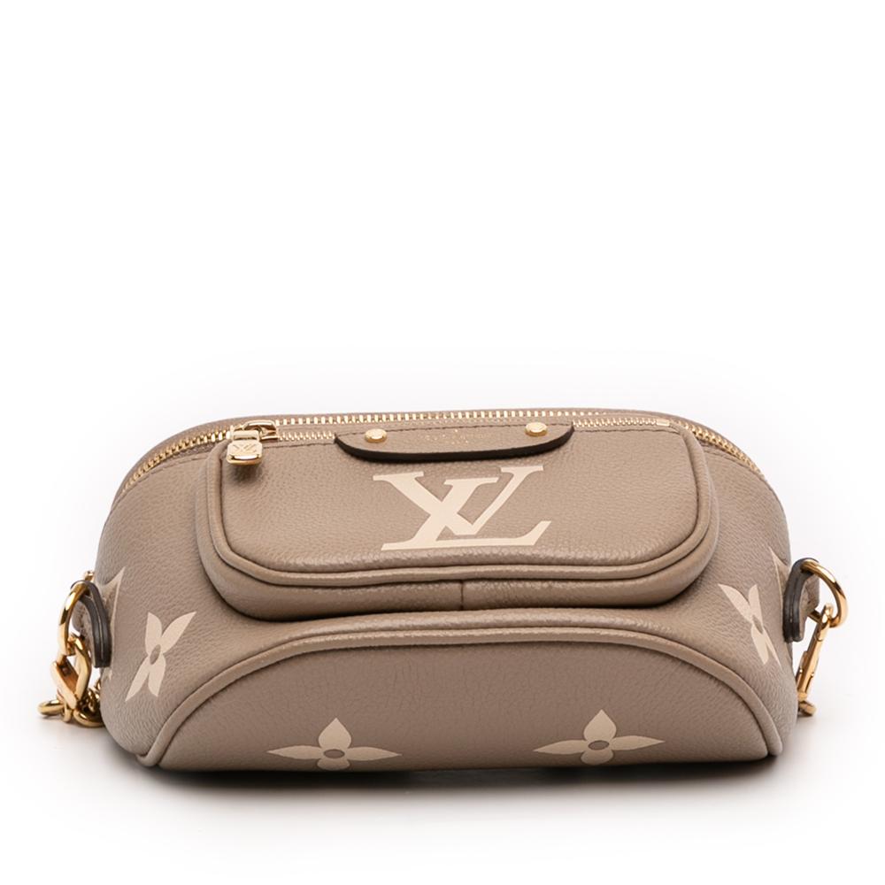 Louis Vuitton AB Louis Vuitton Brown Beige Monogram Empreinte Leather Bicolor Giant Mini Bumbag Italy