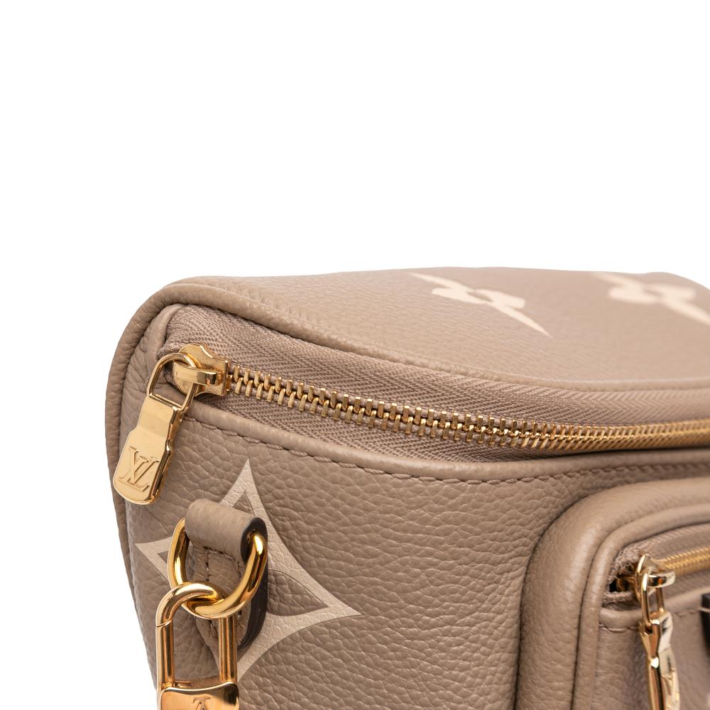 Louis Vuitton AB Louis Vuitton Brown Beige Monogram Empreinte Leather Bicolor Giant Mini Bumbag Italy