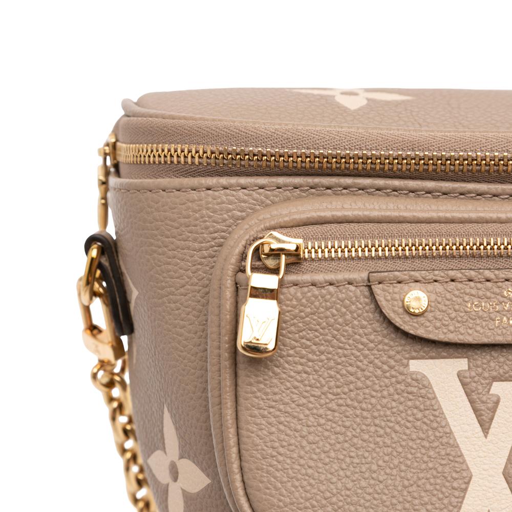 Louis Vuitton AB Louis Vuitton Brown Beige Monogram Empreinte Leather Bicolor Giant Mini Bumbag Italy