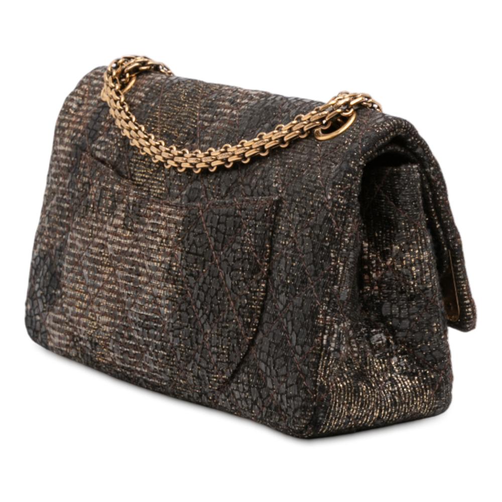 Chanel AB Chanel Black Tweed Fabric Paris Shanghai 2.55 Icons Lacquered Double Flap 225 France