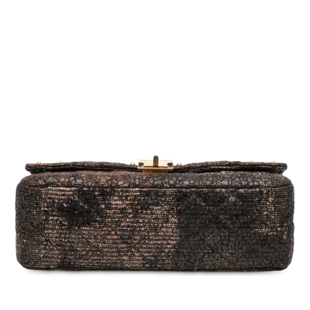 Chanel AB Chanel Black Tweed Fabric Paris Shanghai 2.55 Icons Lacquered Double Flap 225 France