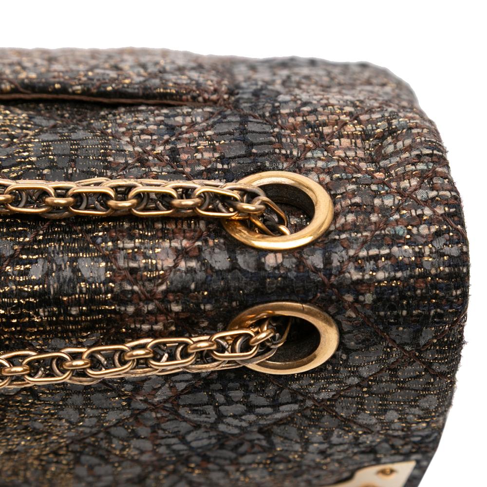 Chanel AB Chanel Black Tweed Fabric Paris Shanghai 2.55 Icons Lacquered Double Flap 225 France