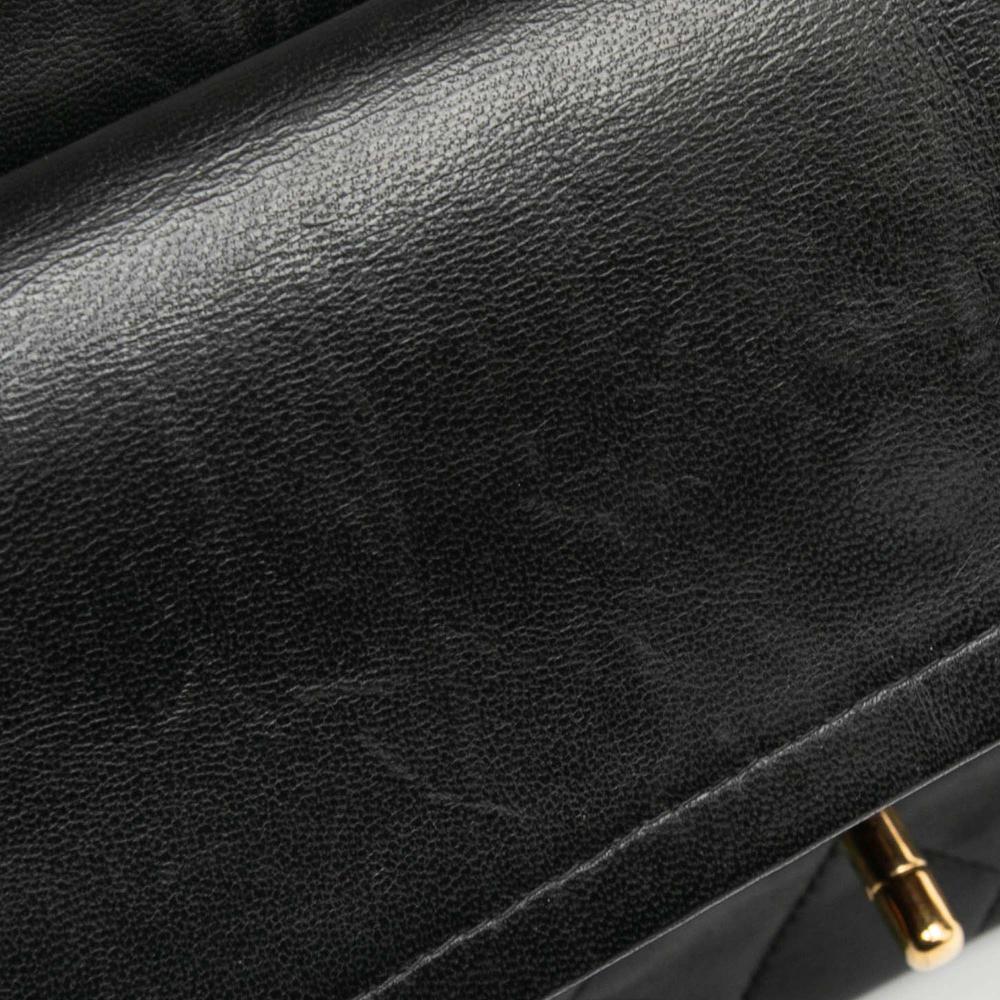 Chanel B Chanel Black Lambskin Leather Leather Medium Classic Lambskin Double Flap France