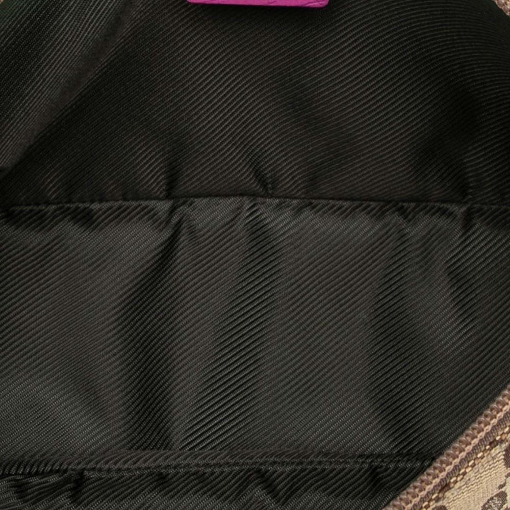 Gucci B Gucci Brown Beige with Pink Canvas Fabric GG Web Boat Italy