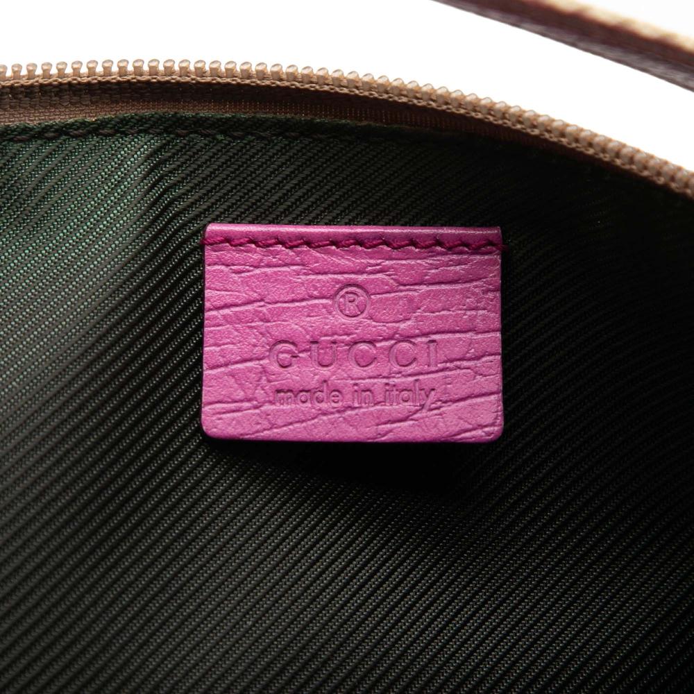 Gucci B Gucci Brown Beige with Pink Canvas Fabric GG Web Boat Italy