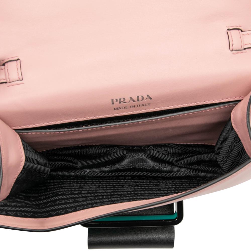 Prada B Prada Pink Calf Leather City Plex Ribbon Crossbody Italy