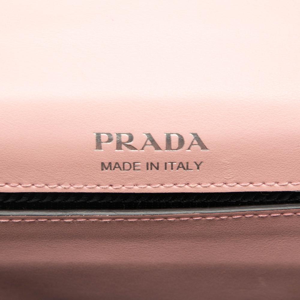 Prada B Prada Pink Calf Leather City Plex Ribbon Crossbody Italy