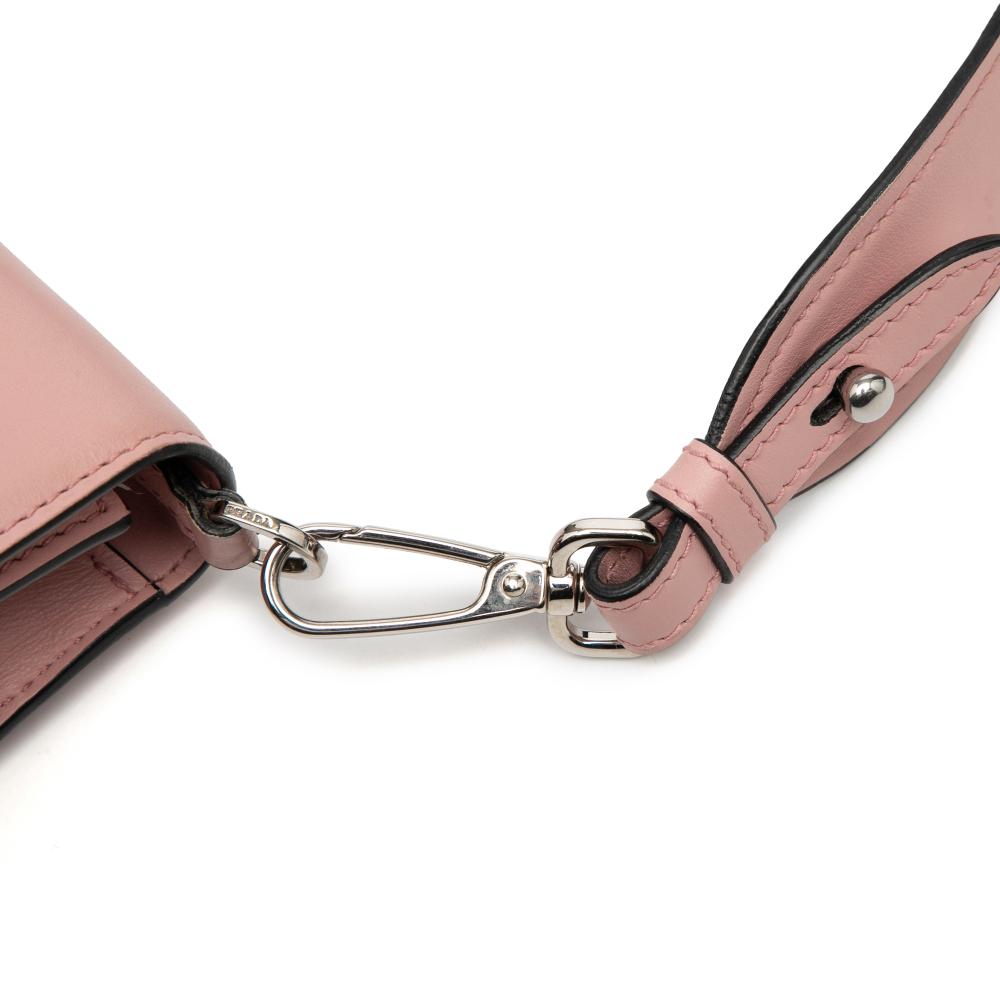 Prada B Prada Pink Calf Leather City Plex Ribbon Crossbody Italy