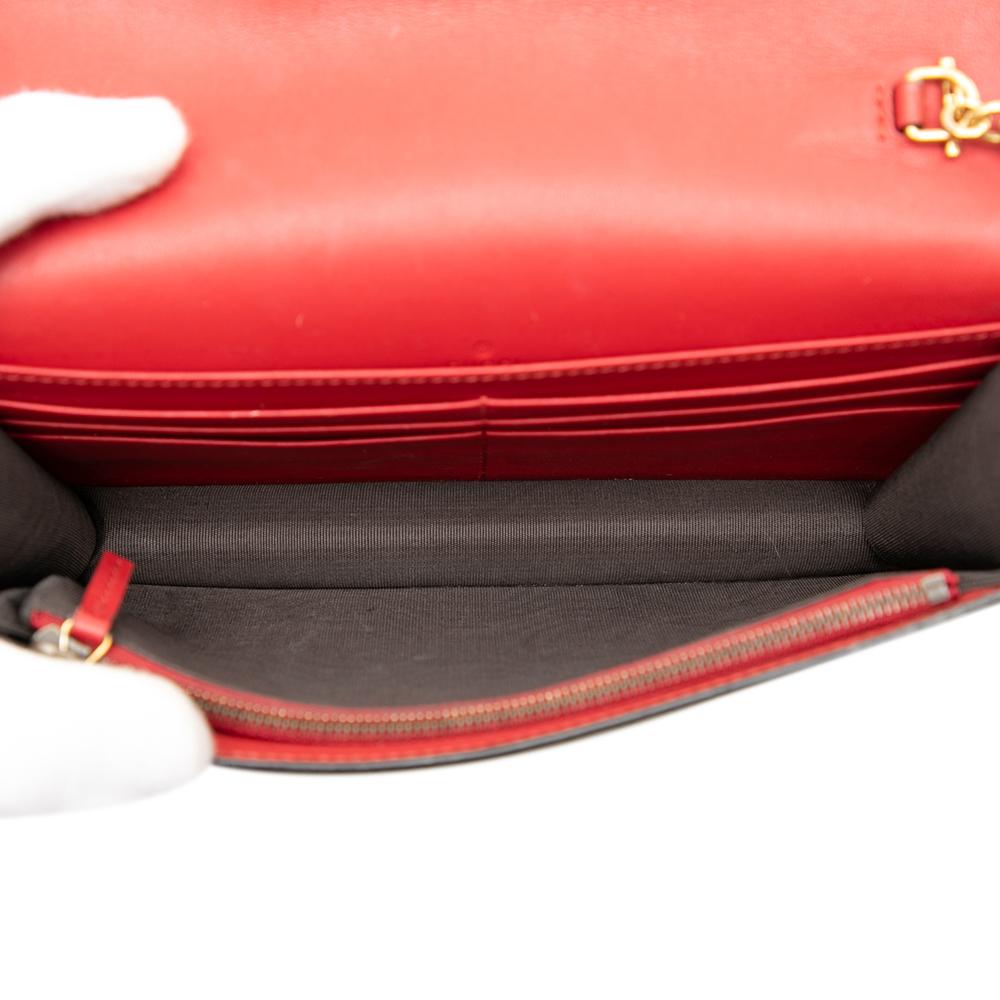Gucci B Gucci Red Calf Leather skin Queen Margaret Wallet on Chain Italy