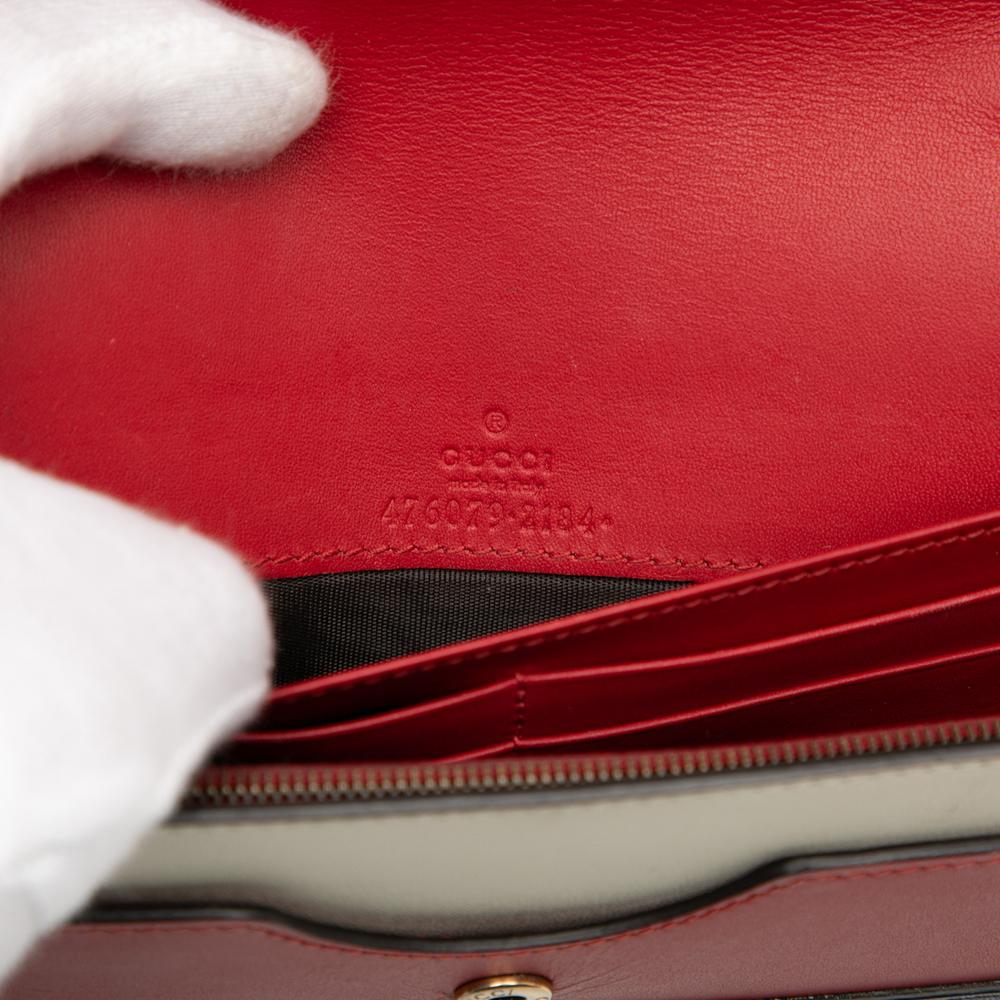 Gucci B Gucci Red Calf Leather skin Queen Margaret Wallet on Chain Italy