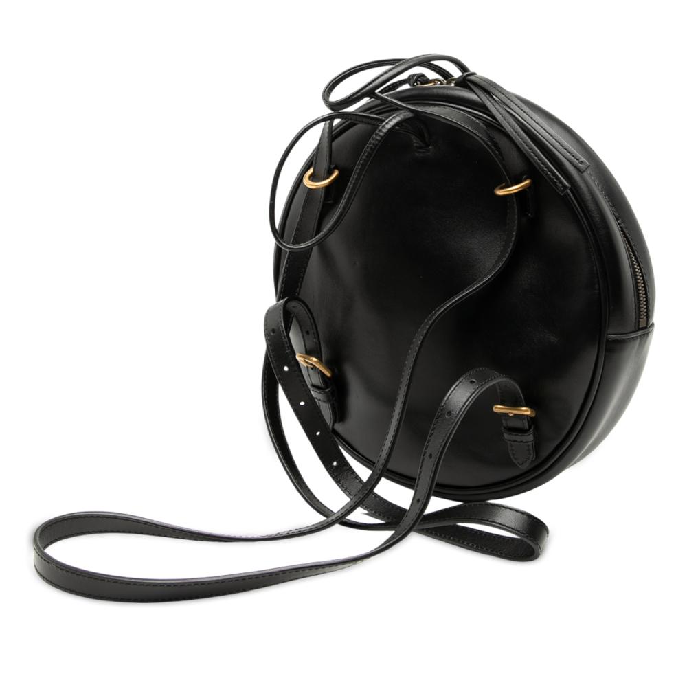 Gucci B Gucci Black Calf Leather MLB LA Angels Round Backpack Italy