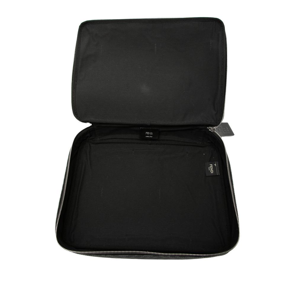 Fendi AB Fendi Black Coated Canvas Fabric Zucca Surfing Astronaut Clutch Italy