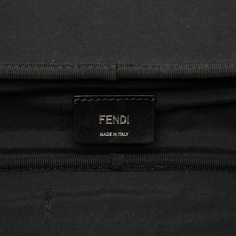 Fendi AB Fendi Black Coated Canvas Fabric Zucca Surfing Astronaut Clutch Italy