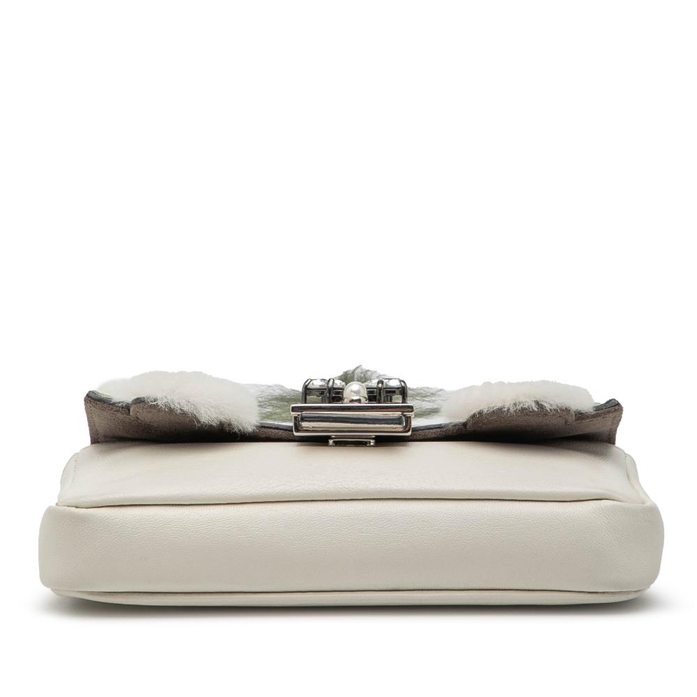 Fendi B Fendi White Nappa Leather Leather Micro Nappa Monster Baguette Satchel Italy