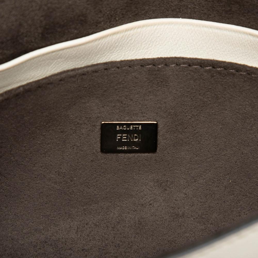 Fendi B Fendi White Nappa Leather Leather Micro Nappa Monster Baguette Satchel Italy