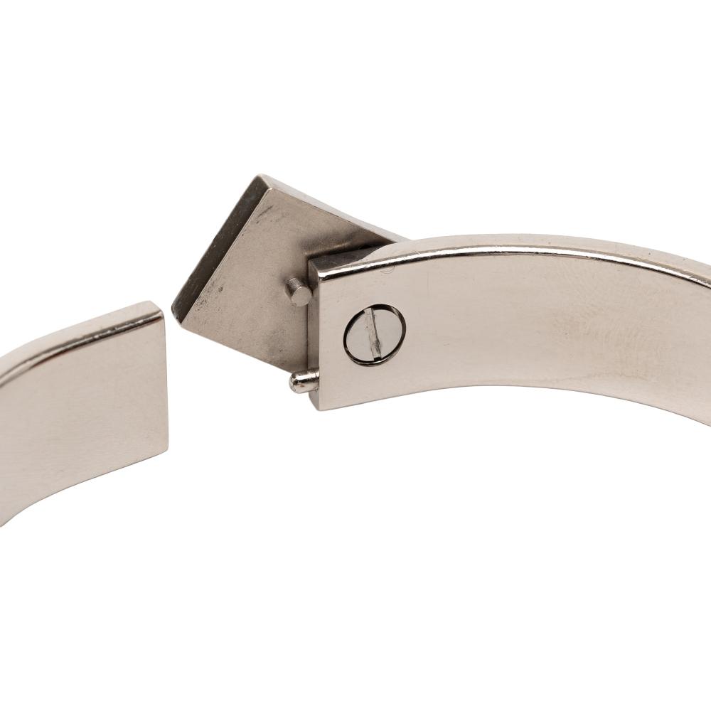 Hermès AB Hermès Purple with Silver Enamel Other Narrow Penguin Loquet Hinge Bangle PM France