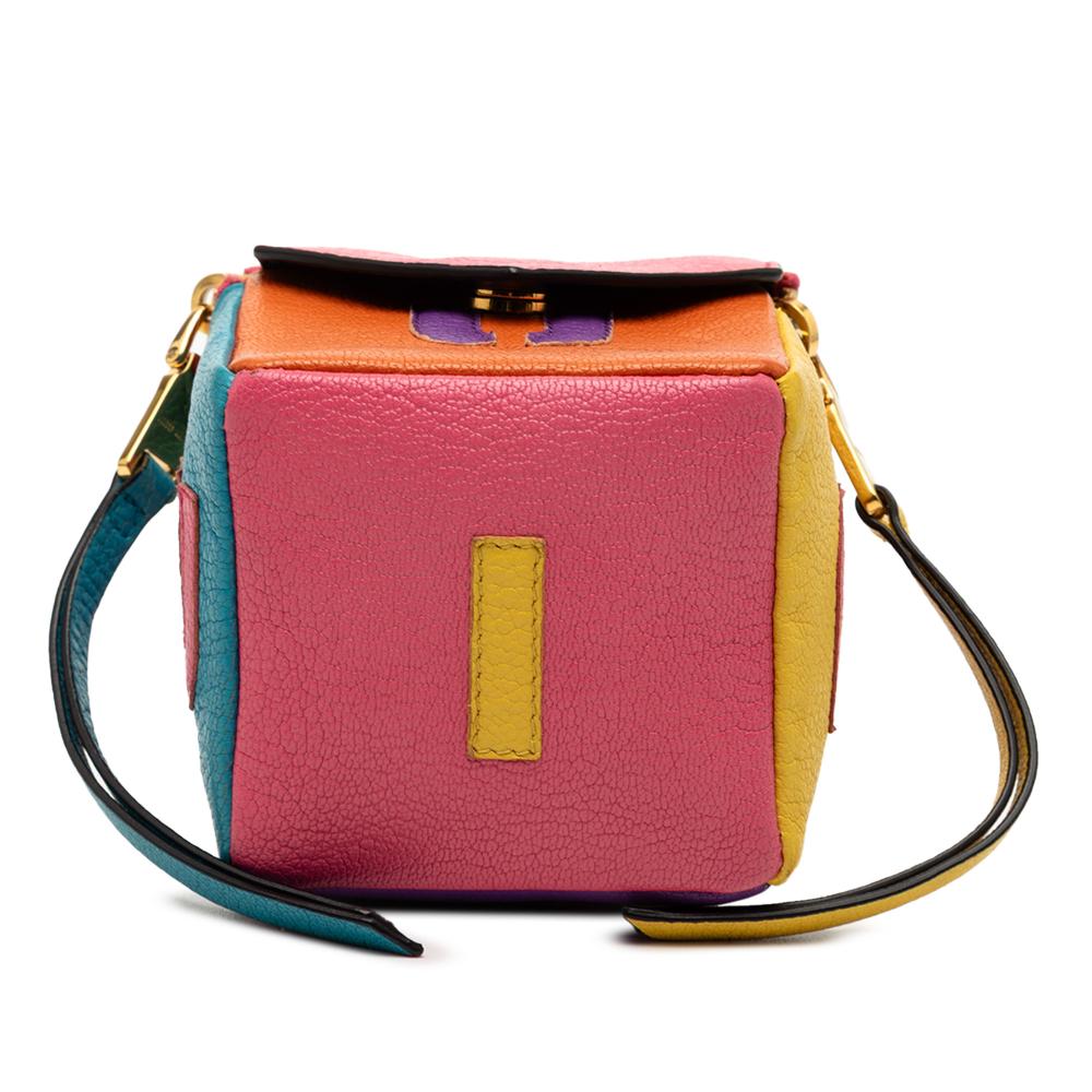 Miu Miu B Miu Miu Multi Goatskin Leather Logo Cube Wristlet Coin Pouch Italy