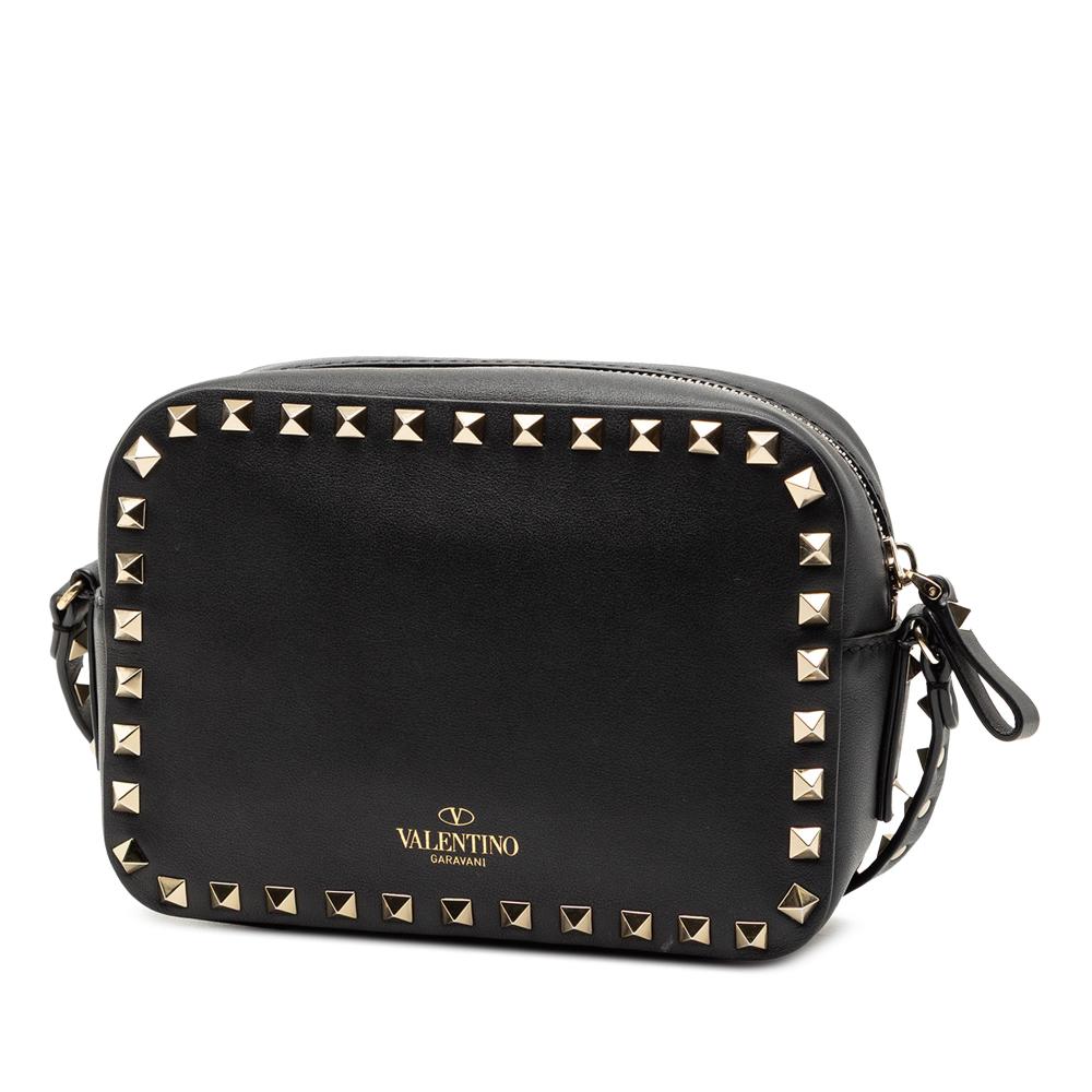 Valentino AB Valentino Black Calf Leather Rockstud Camera Bag Italy