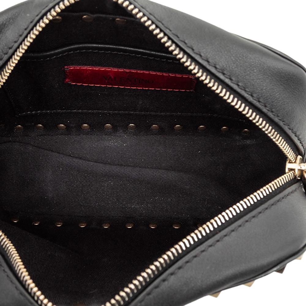 Valentino AB Valentino Black Calf Leather Rockstud Camera Bag Italy