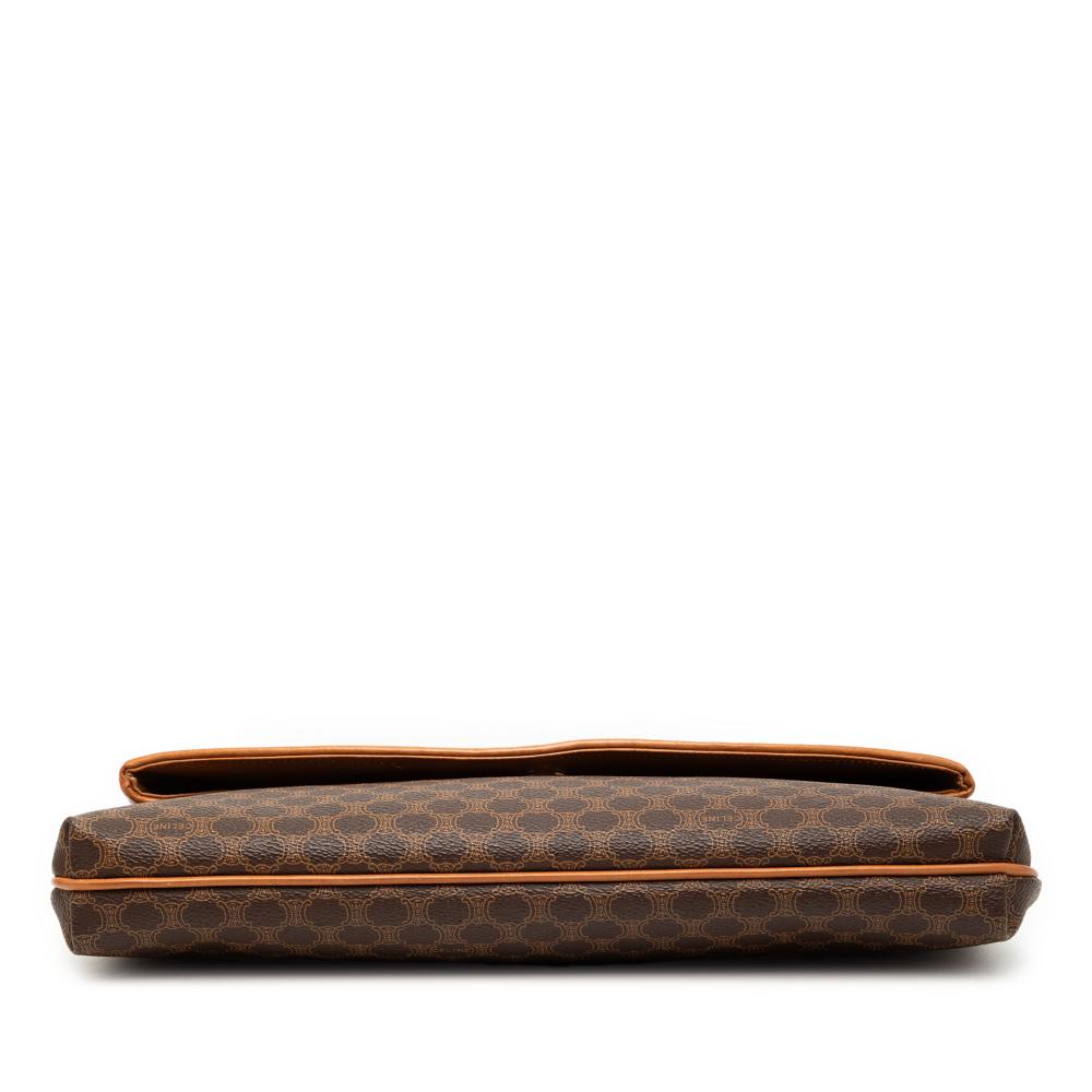 Celine B Celine Brown Coated Canvas Fabric Macadam Clutch Italy