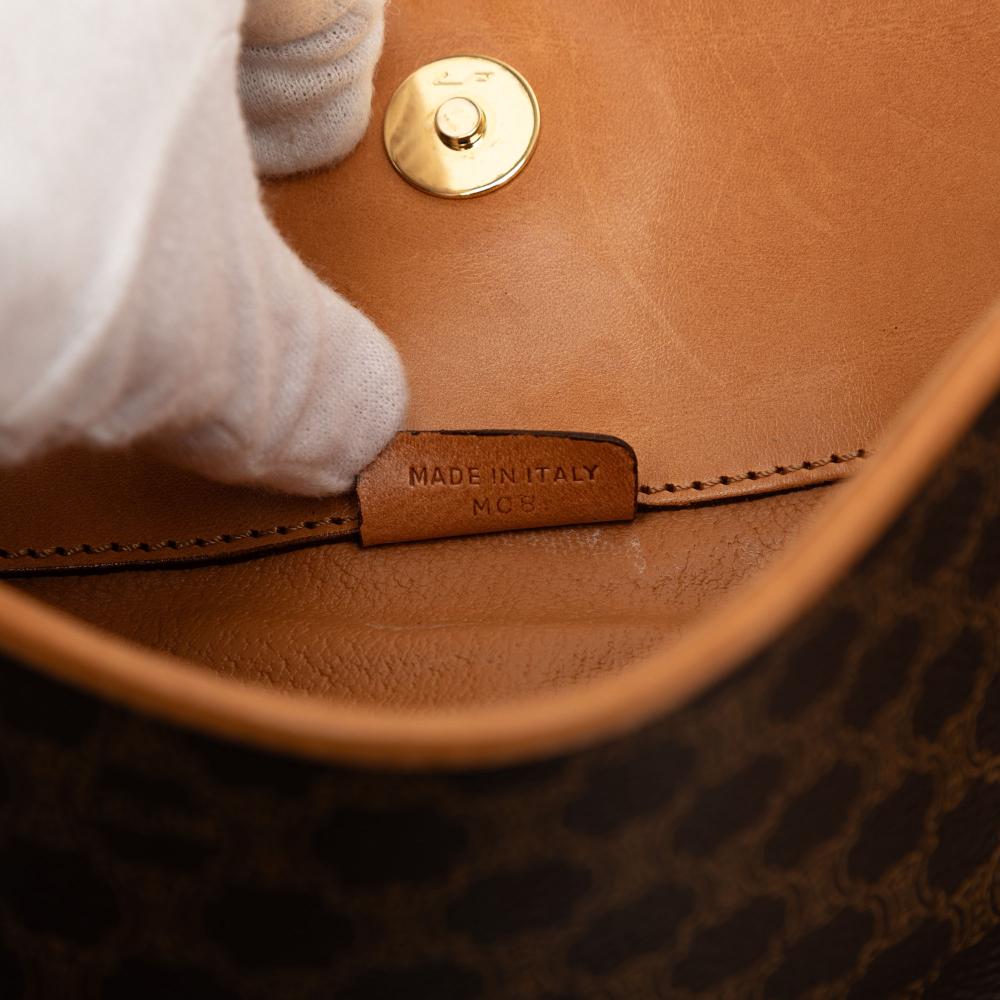 Celine B Celine Brown Coated Canvas Fabric Macadam Clutch Italy