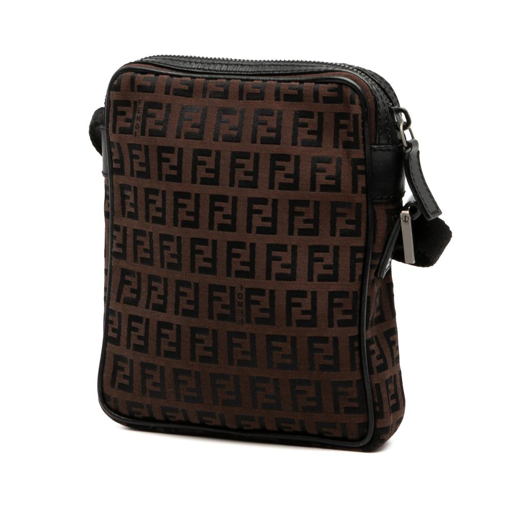 Fendi B Fendi Brown Dark Brown Canvas Fabric Zucchino Crossbody Italy