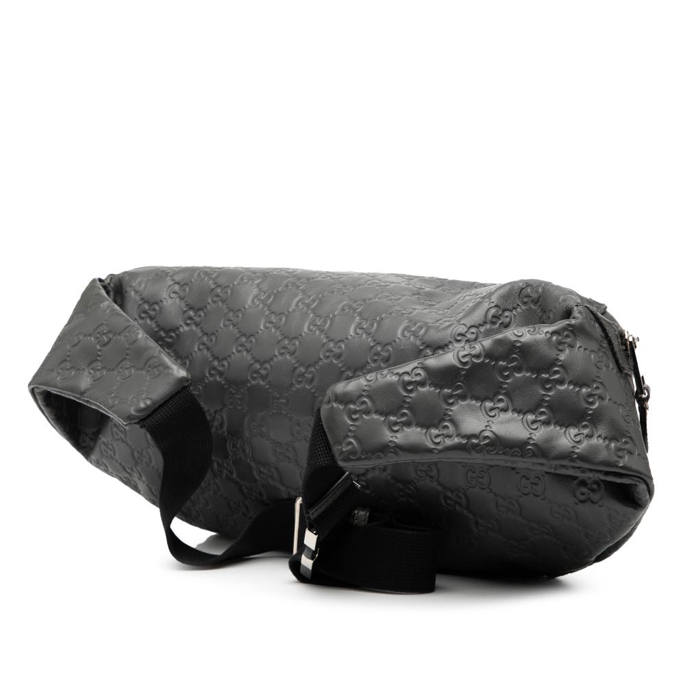 Gucci AB Gucci Black Calf Leather Guccissima Web Belt Bag Italy