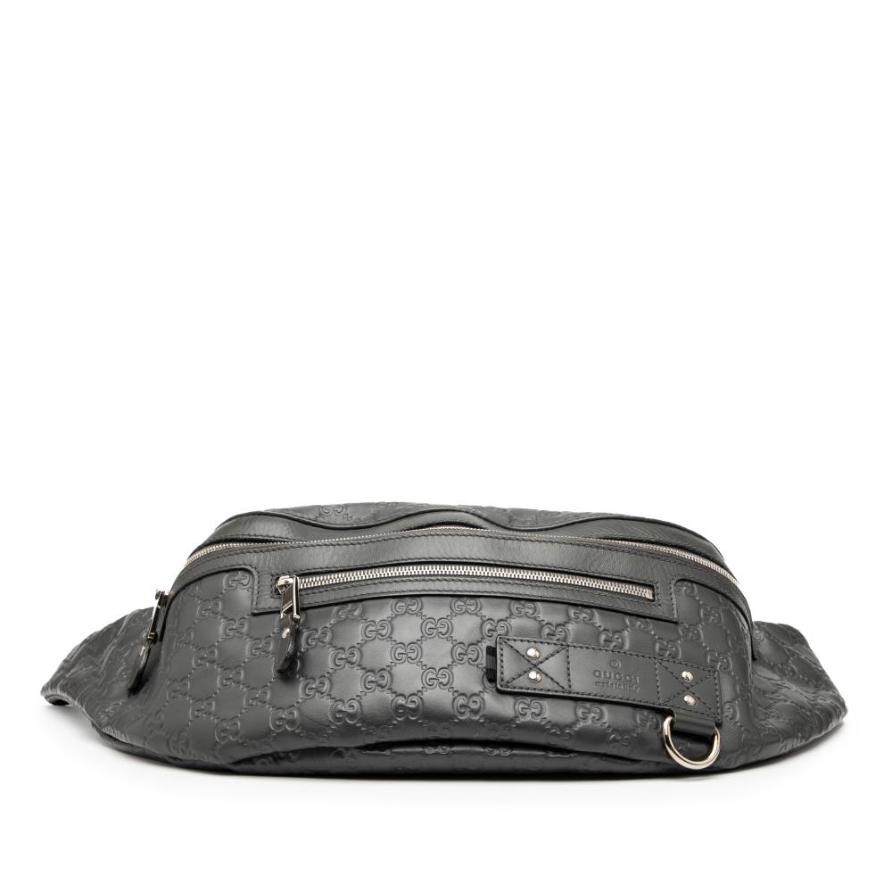 Gucci AB Gucci Black Calf Leather Guccissima Web Belt Bag Italy