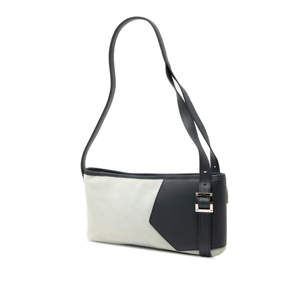 Loewe B LOEWE Gray Light Gray with Black Suede Leather Anagram Switching Shoulder Bag France
