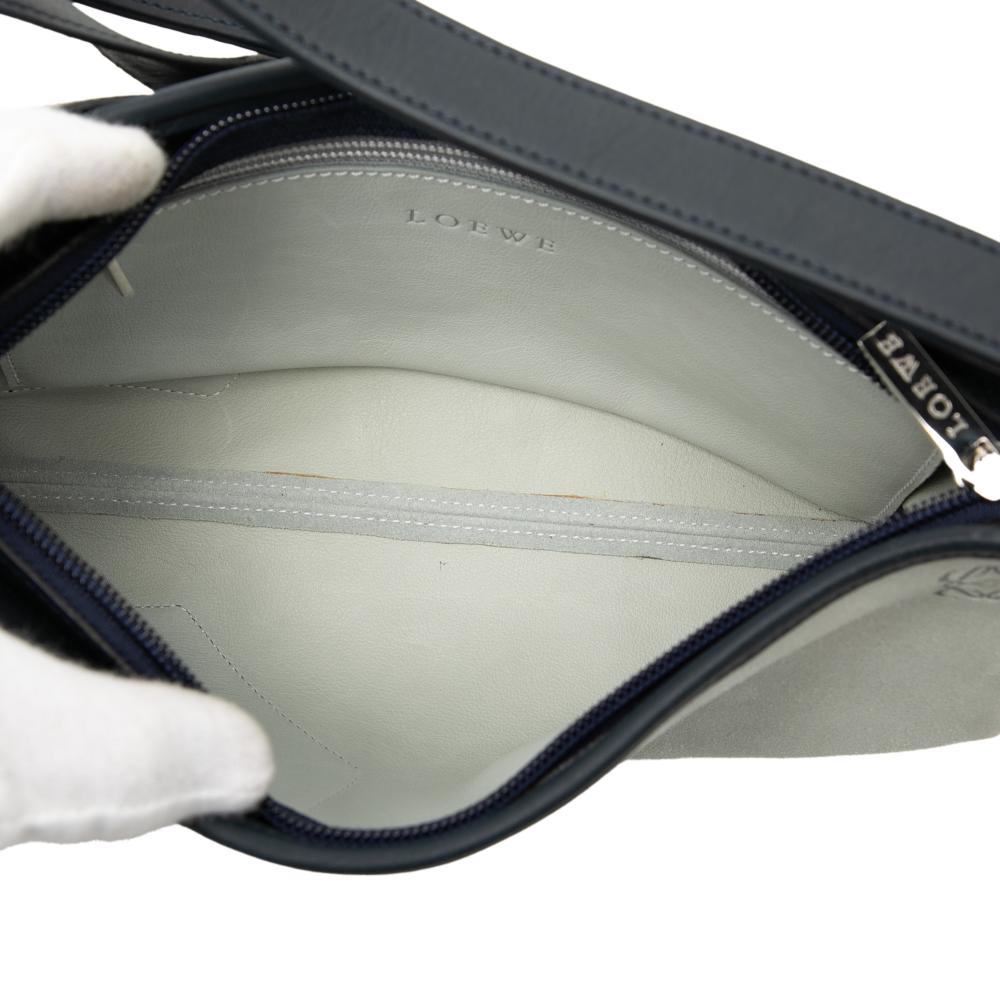 Loewe B LOEWE Gray Light Gray with Black Suede Leather Anagram Switching Shoulder Bag France