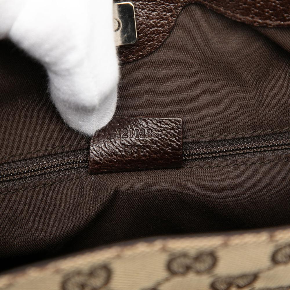 Gucci B Gucci Brown Beige Canvas Fabric GG Eclipse Shoulder Bag Italy