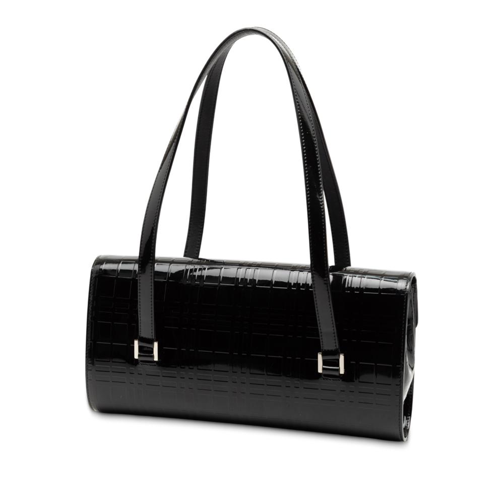 Burberry B Burberry Black Patent Leather Leather House Check Embossed Patent Shoulder Bag United Kingdom