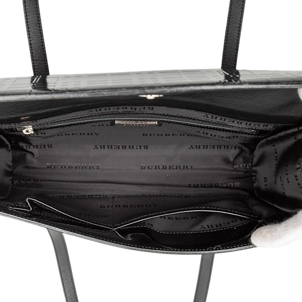 Burberry B Burberry Black Patent Leather Leather House Check Embossed Patent Shoulder Bag United Kingdom