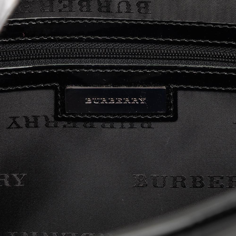 Burberry B Burberry Black Patent Leather Leather House Check Embossed Patent Shoulder Bag United Kingdom